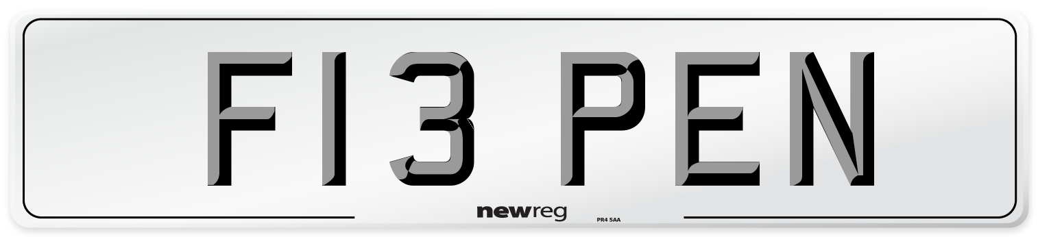 F13 PEN Number Plate from New Reg
